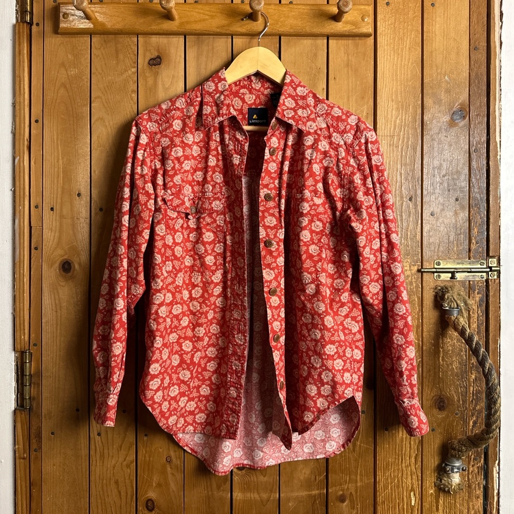 100% Cotton Button Up Red Floral Top from Lizsport Women’s Size Small
